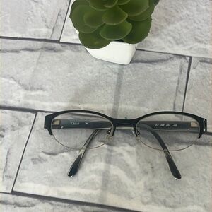 CHLOE CL 1222 black metal rimless prescripted glasses